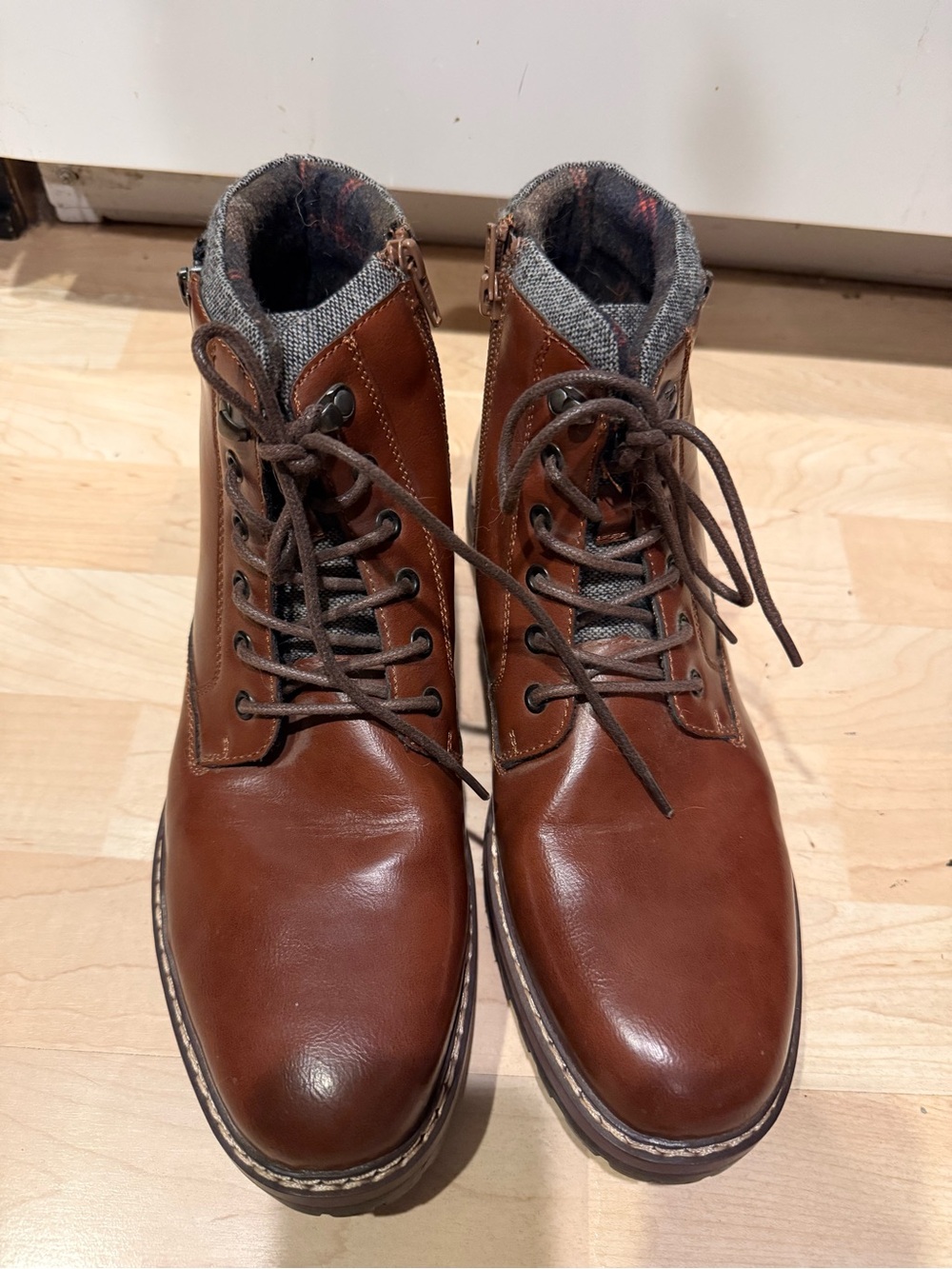 Steve Madden Brown Leather Lace-Up Ankle Boots